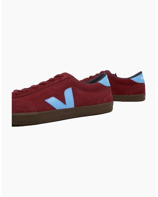 Veja Red Volley Suede Trainer Grenat/Aqua/Eagle for men