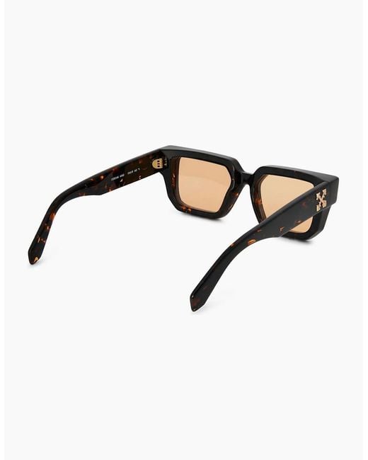 Off-White c/o Virgil Abloh Brown Stone Rectangle Full Rim Sunglasses for men