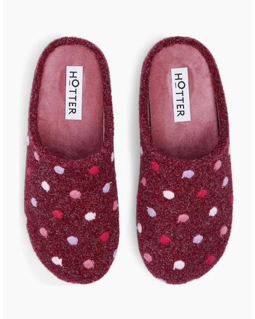 Hotter Red Dotty Slippers