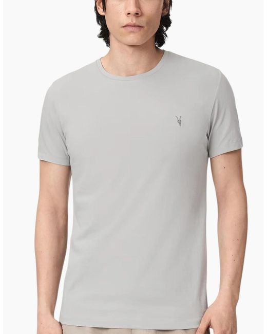 AllSaints White T Shirts Lycra Stretch Cotton Crew Neck Short Sleeve Summer Tee for men