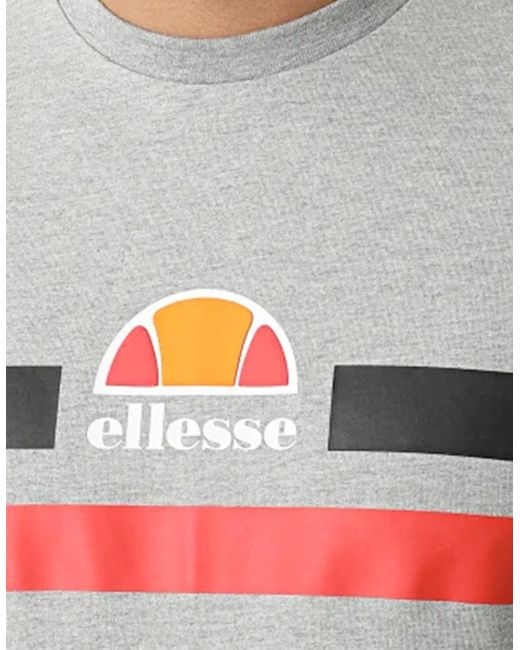 Ellesse Gray Aprel T Shirts Crew Neck Short Sleeve Cotton Summer Beach Tee Print for men