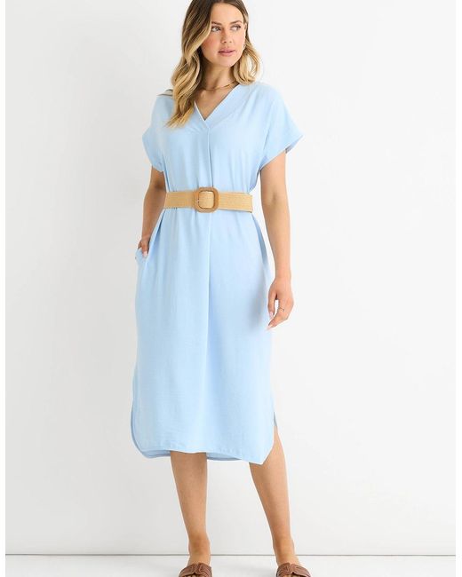 Gini London Blue Air Flow Belted Oversized Dress