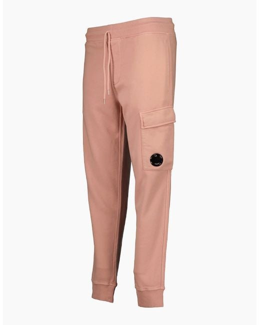 C P Company Pink Resist Dyed Diagonal Fleece Lens Sweatpants for men