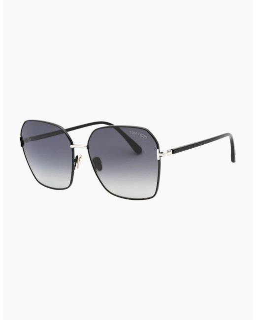 Tom Ford Gray Claudia-02 Smoke Polarized Lens Shiny Sunglasses