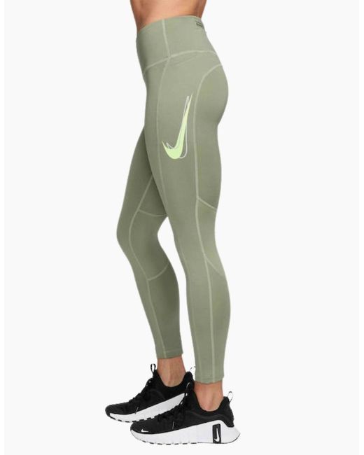 Nike Green Mid Rise Fast 7/8 Oil Leggings