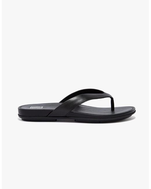Fitflop Black Gracie Leather Flip Flops All