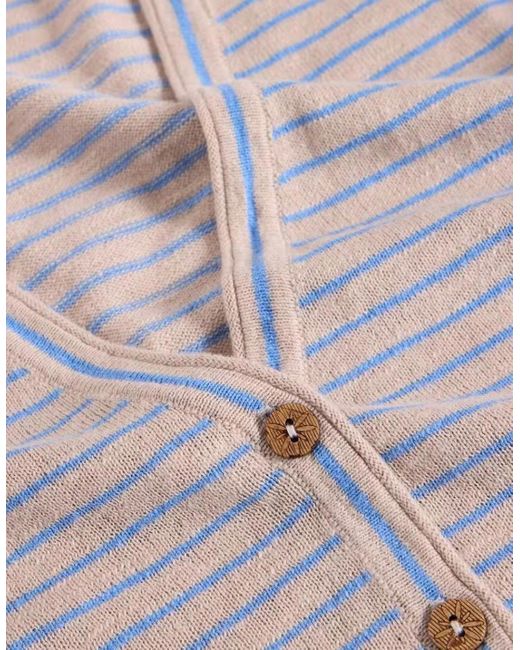 White Stuff Gray Naria Stripe Linen Blend Cardi Natural
