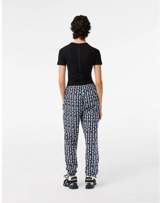 Lacoste Blue Lettering Vertical Stripe Slim Cut Joggers