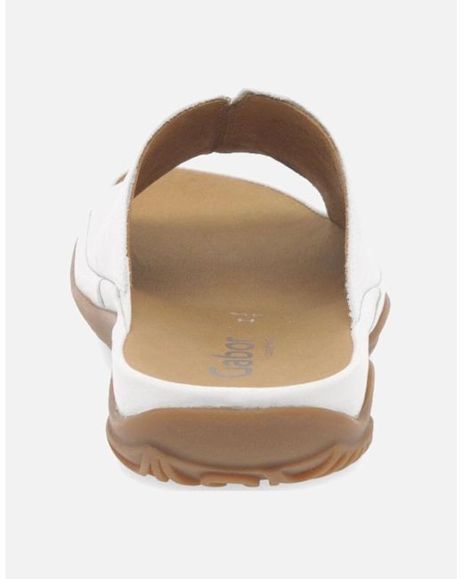 Gabor White Idol Leather Wide Fit Mules