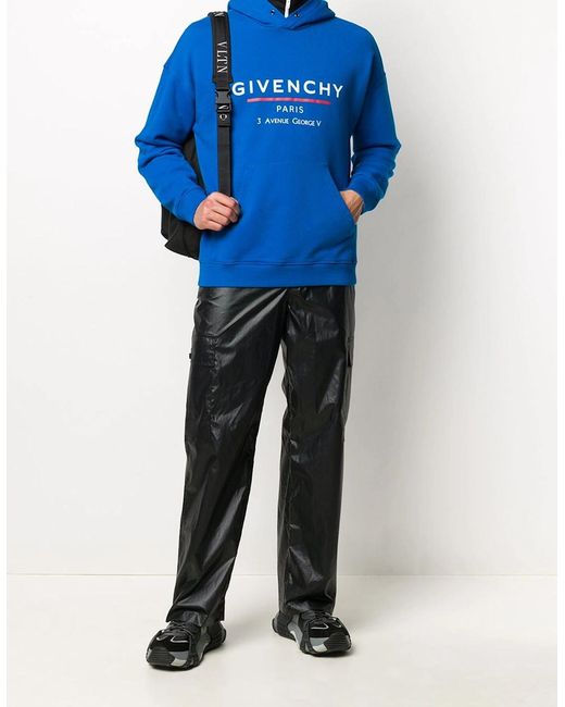 Givenchy Blue Address Hooded Sweatshirt Ocean for men