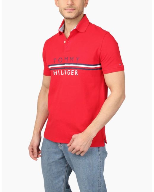 Tommy Hilfiger Red Polo T Shirts Casual Cotton for men