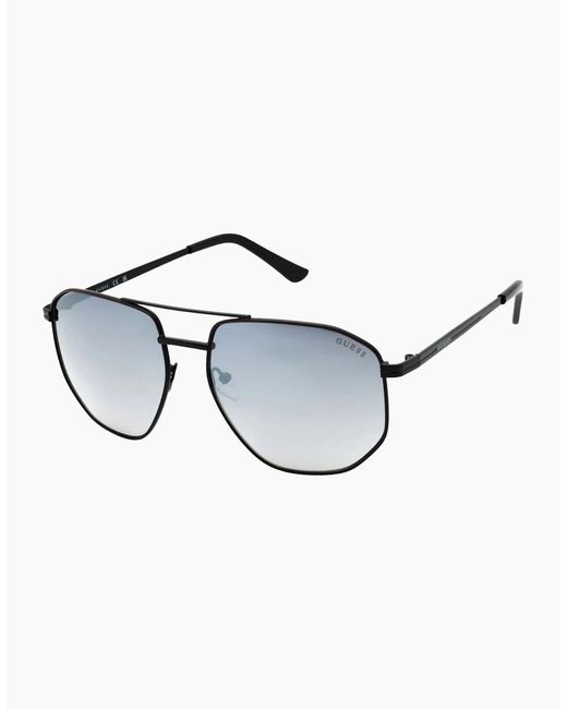 Guess Blue Smoke Mirrored Lens Shiny Sunglasses for men