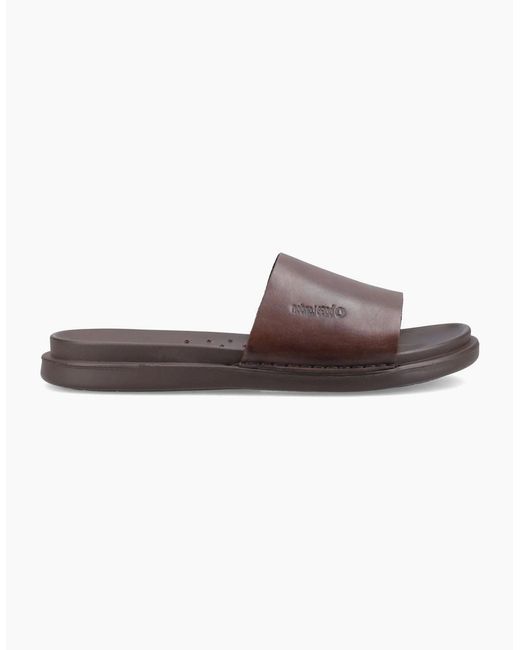 Base London Brown London Albany Leather Slides for men