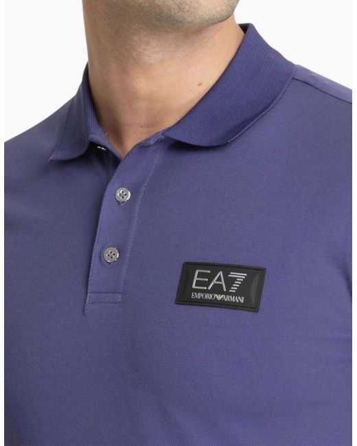 Armani Blue Polo Shirts Slim Fit Short Sleeve Cotton for men