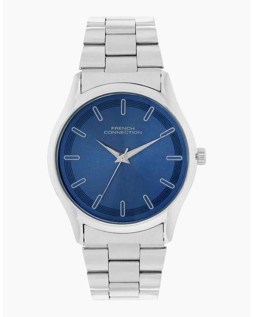 French Connection Blue Connection Case Round Shape Strap Quartz Watch for men