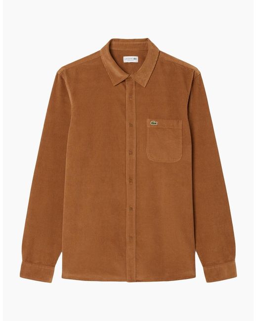 Lacoste Brown Corduroy Long Sleeve Shirt for men