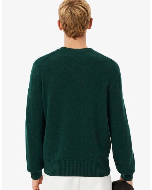 Lacoste Green Carded Wool Crew Neck Sweater for men