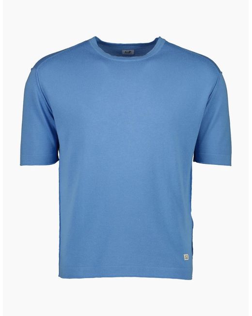 C P Company Blue Sea Island Knitted T-Shirt for men