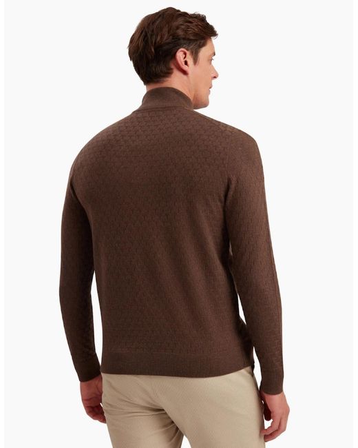 Ted Baker Brown Kurnle T Stitch Knitted Half Zip Sweater for men