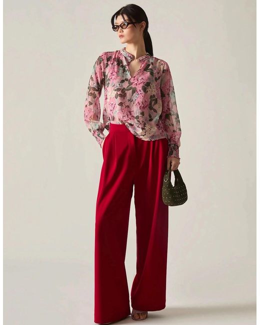 James Lakeland Red Peony Print Blouse