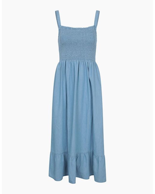 Mountain Warehouse Blue Ladies Marbella Strappy Shirred Midi Dress