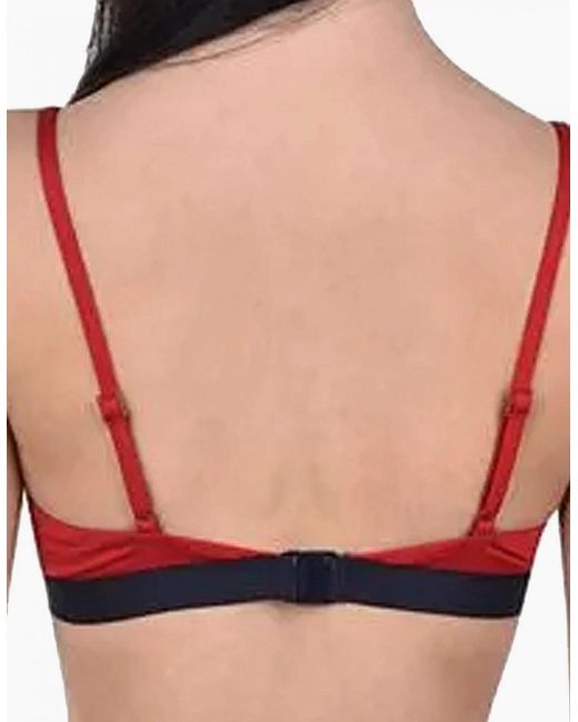 Tommy Hilfiger Red Cut Out Detail Swim Bikini Top, Tango