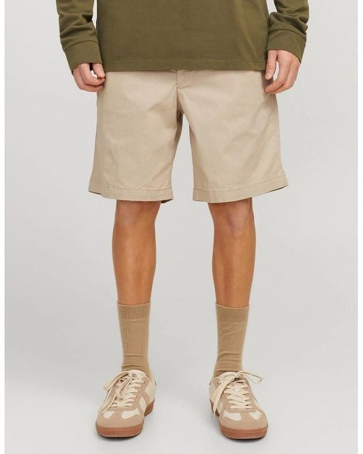 Jack & Jones Natural Solid Patterned Bermuda Shorts for men