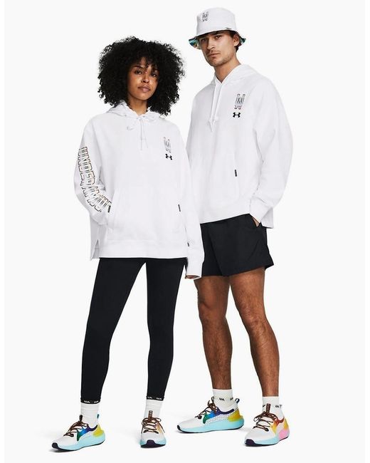 Under Armour White Pride Hooded Relaxed Fit Sweatshirt for men