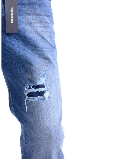 DIESEL Blue Toxer R76C9 Denim Jeans Distressed Slim Fit Skinny Casual Jeans for men