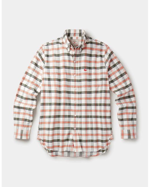 aubi Gray Merton Brushed Oxford Button Down Shirt for men