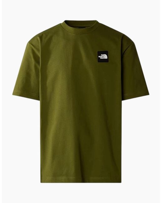The North Face Green T Shirts Nse Patch Logo Crew Neck Short Sleeve Cotton Tee for men