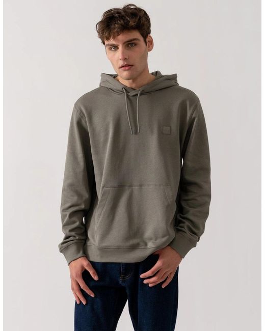 Boss Gray Boss Wetalk Pullover Hoodie With Logo Patch for men