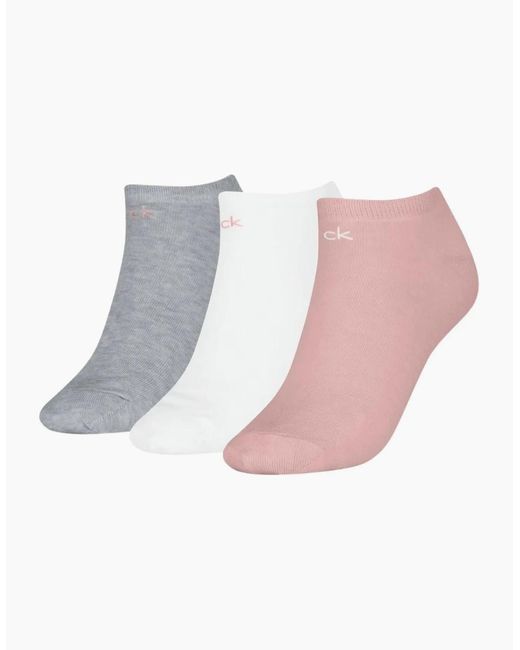 Calvin Klein Pink 3-Pack Classic Logo Trainer Socks