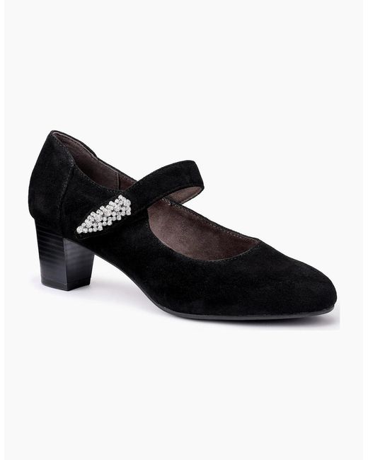 Hotter Black Duet Mary Jane Court Shoes