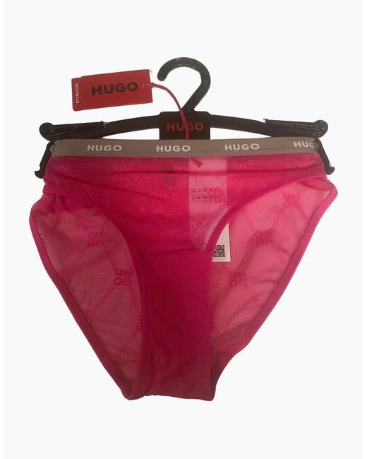 Boss Pink Sporty Logo Lace Brief, Bright