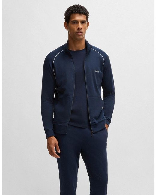 Boss Blue Boss Mix&Match Long Sleeve Stretch-Cotton T-Shirt With Embroidered Logo for men