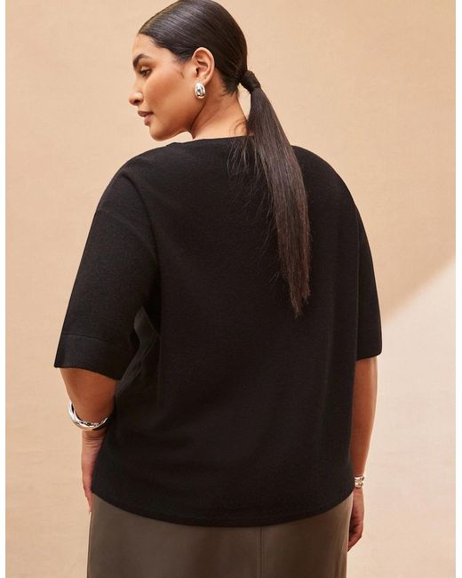 Live Unlimited London Black Short Sleeve Knit Jumper