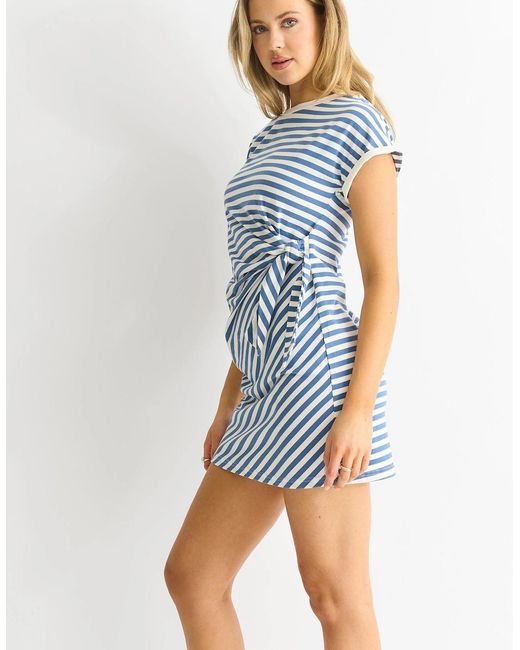 Gini London Blue Stretch Stripe Mini Dress