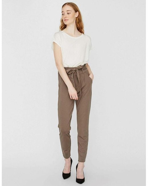 Vero Moda White Eva Regular Fit Straight Trousers