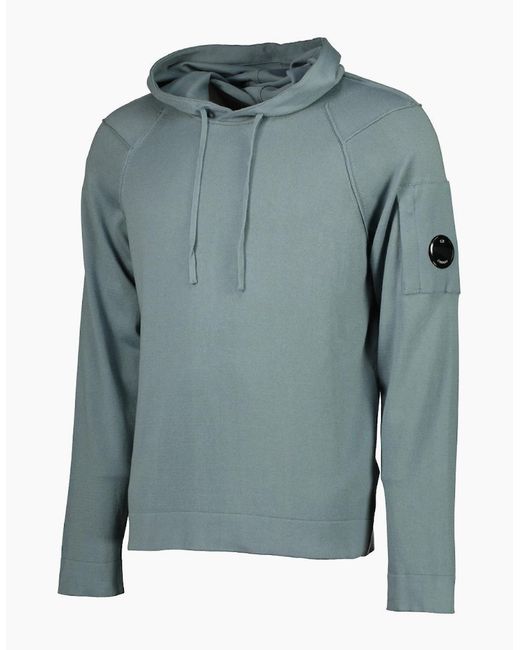 C P Company Blue Sea Island Knitted Lens Hoodie for men