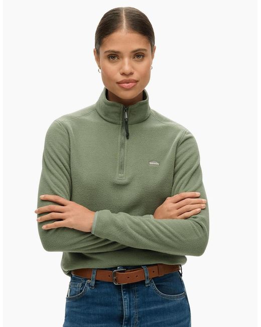 Superdry Green Polar Fleece Half Zip Fleece