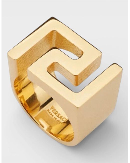 Versace Metallic Statement Band Ring Metal Tone