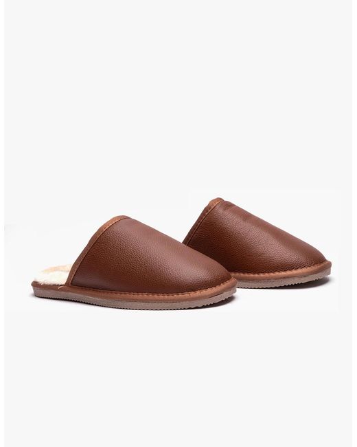 Hush Puppies Brown Coady Leather Slipper Classic Slippers Tan for men
