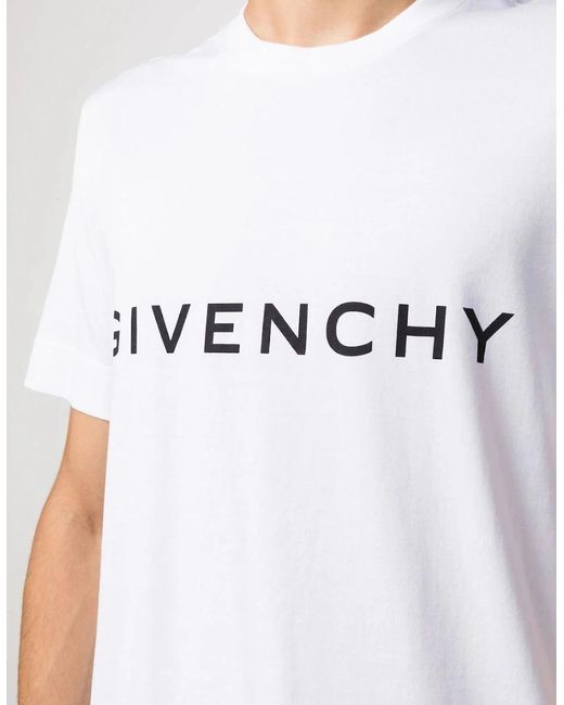 Givenchy White Archetype Logo Print Oversized T-Shirt for men