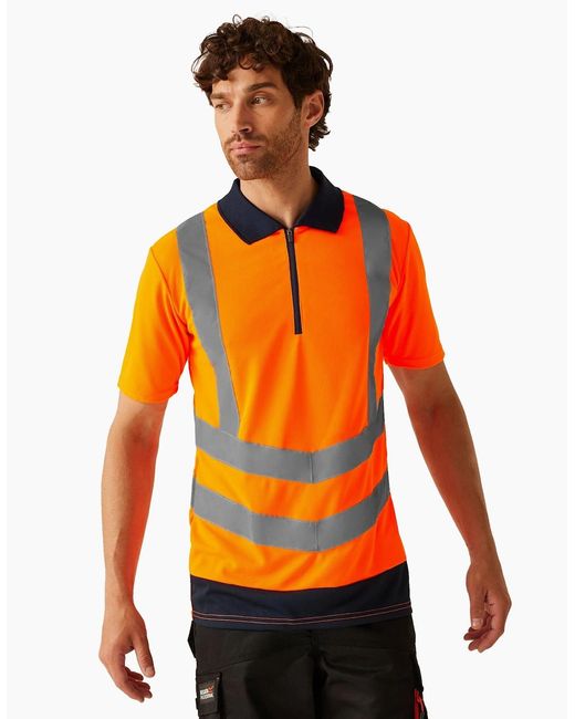 Regatta Orange Professional Hi-Vis Reflective Polo Shirt for men