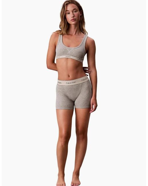 Calvin Klein Brown Heritage Cotton Unlined Bralette, Heather