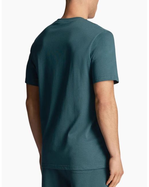 Lyle & Scott Blue Lyle Scott Short Sleeve T Shirts Regular Fit Crew Neck Summer Cotton Tee for men