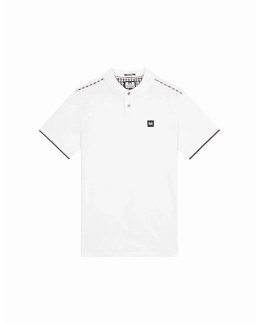 Weekend Offender White Sakai Polo Shirts Mid House Check Casual Golf Polo Tee Top for men
