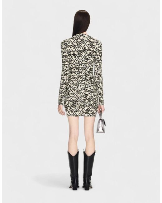 Off-White c/o Virgil Abloh White Moon-Print Gathered Asymmetric Dress