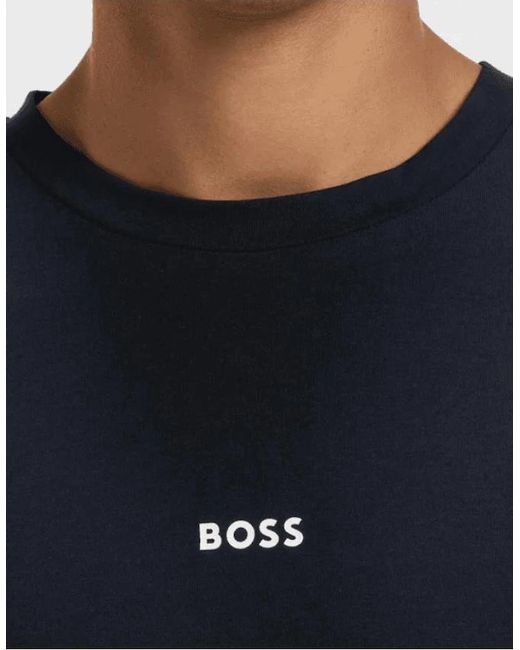 Boss Blue T-Chup Logo Print Relaxed Fit Dark T-Shirt for men